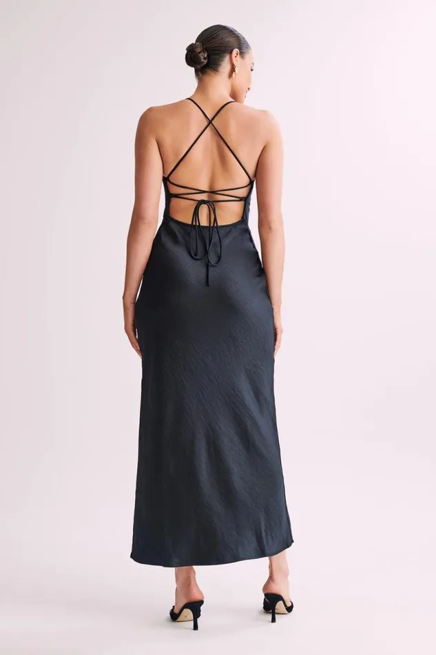 Women Meshki Dresses Sydney Straight Neck Slip Maxi Dress 8211 Black