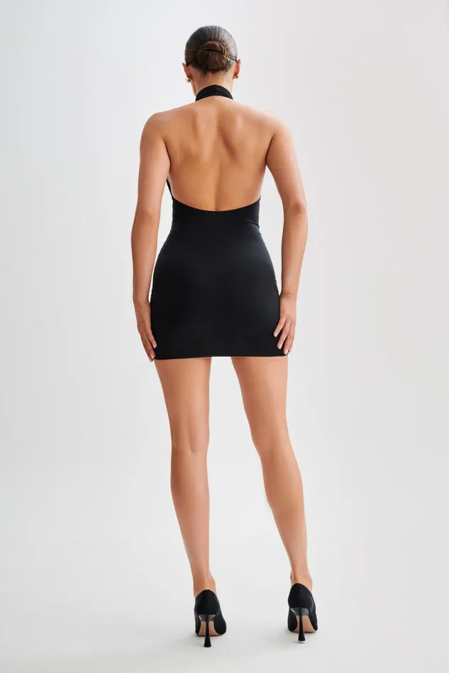 Women Meshki Dresses Zaida Slinky Halter Mini Dress 8211 Black