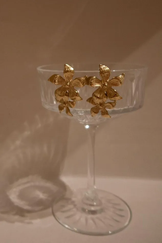 Women Meshki Jewellery Infatuated Drop Flower Earrings 8211 Gold