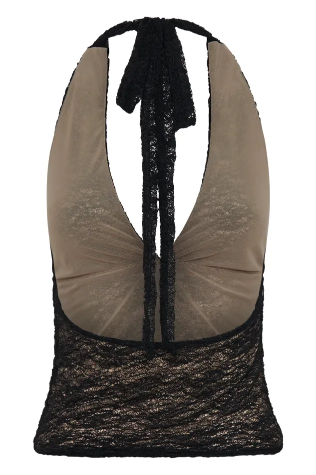 Women Meshki Tops Asher Sheer Lace Halter Top 8211 Black