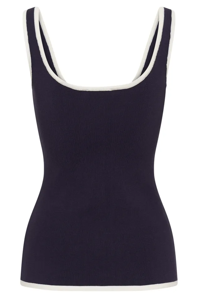 Women Meshki Tops Becky Contrast Knit Top 8211 Navy and Ivory
