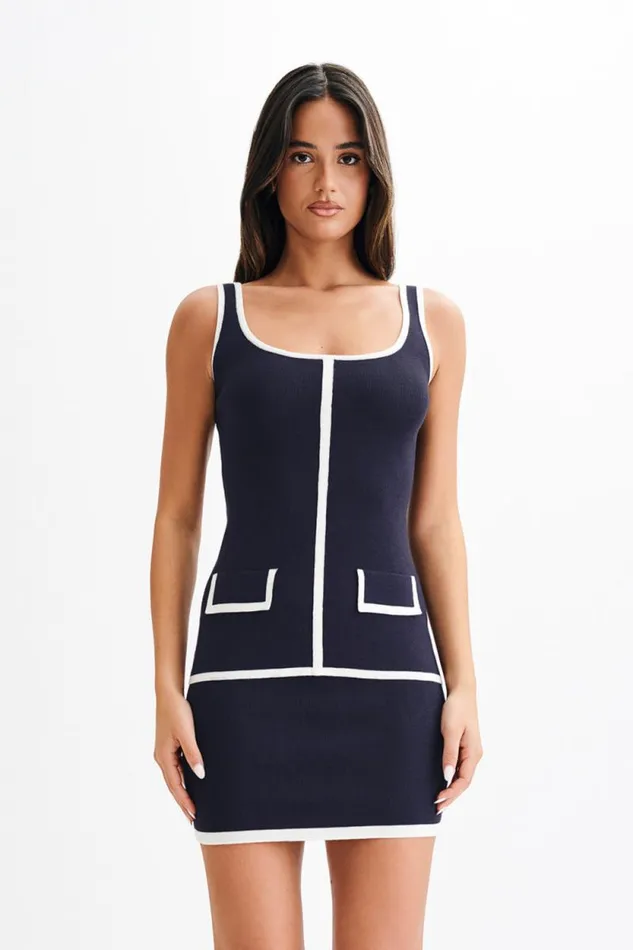 Women Meshki Tops Becky Contrast Knit Top 8211 Navy and Ivory