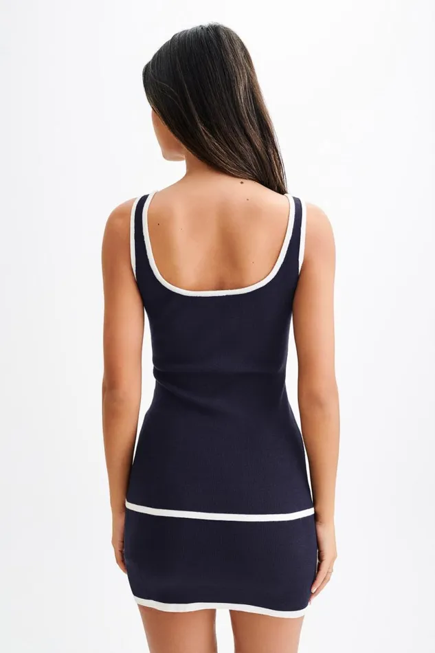 Women Meshki Tops Becky Contrast Knit Top 8211 Navy and Ivory