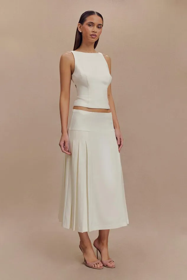 Women Meshki Tops Brigette Boat Neck Longline Top 8211 Ivory
