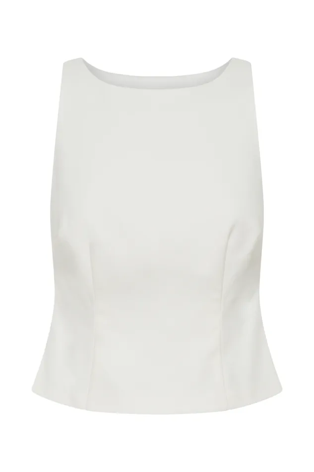 Women Meshki Tops Brigette Boat Neck Longline Top 8211 Ivory