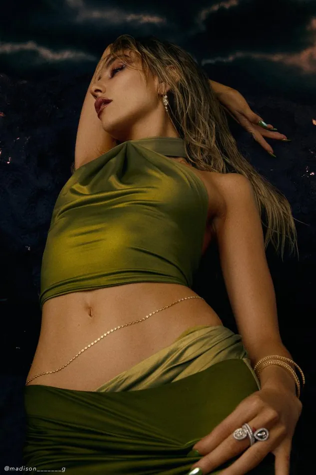 Women Meshki Tops Bronwyn Slinky Halter Crop Top 8211 Ombre Vintage Olive