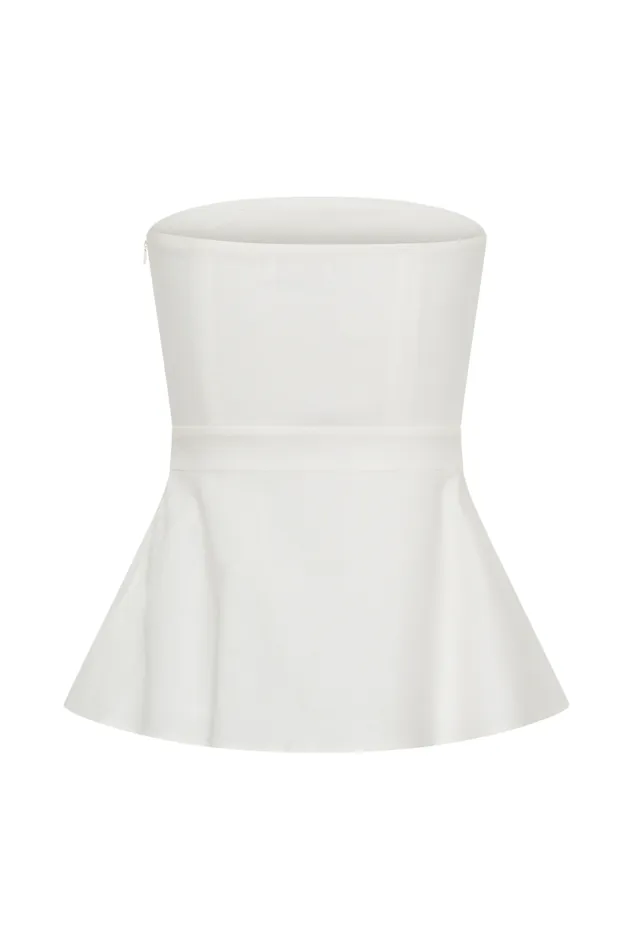 Women Meshki Tops Dora Strapless Linen Top 8211 Ivory