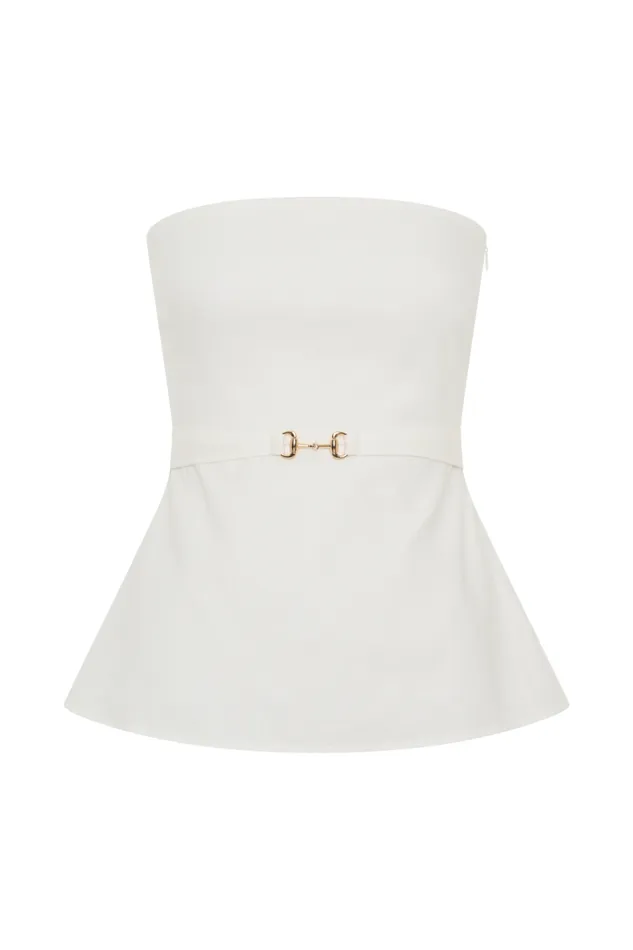 Women Meshki Tops Dora Strapless Linen Top 8211 Ivory