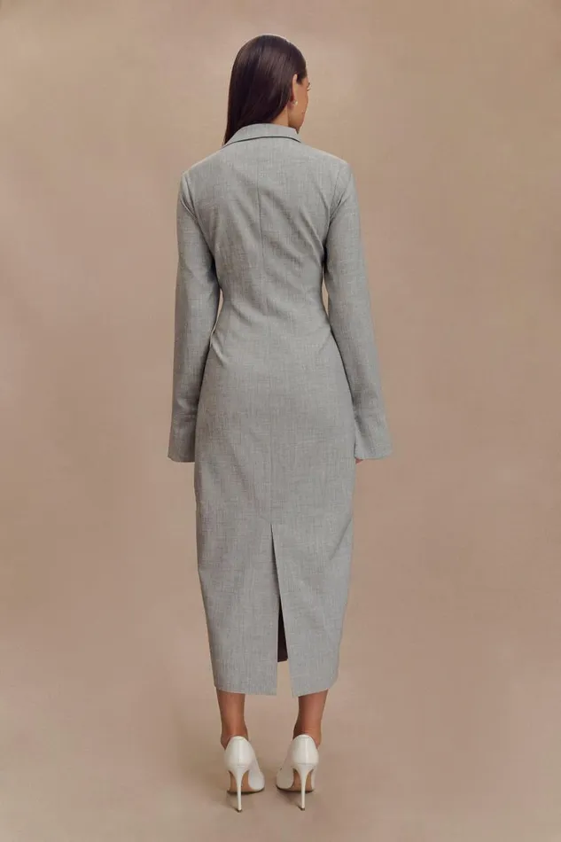 Women Meshki Tops Dorian Fitted Shirt Midi Dress 8211 Charcoal Marle