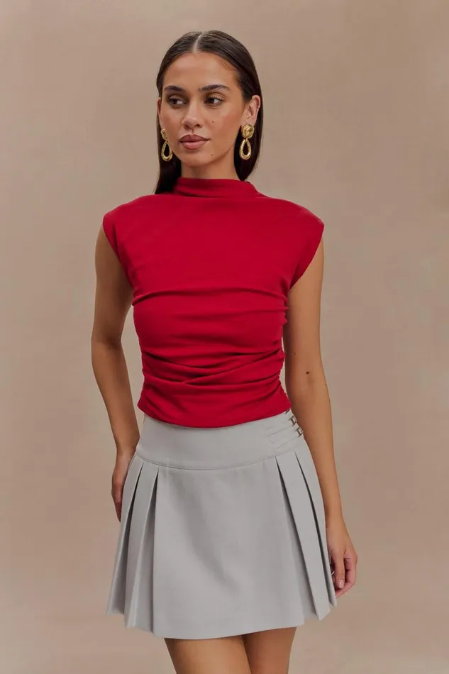 Women Meshki Tops Ellia High Neck Sleeveless Top 8211 Red