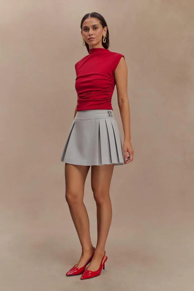 Women Meshki Tops Ellia High Neck Sleeveless Top 8211 Red
