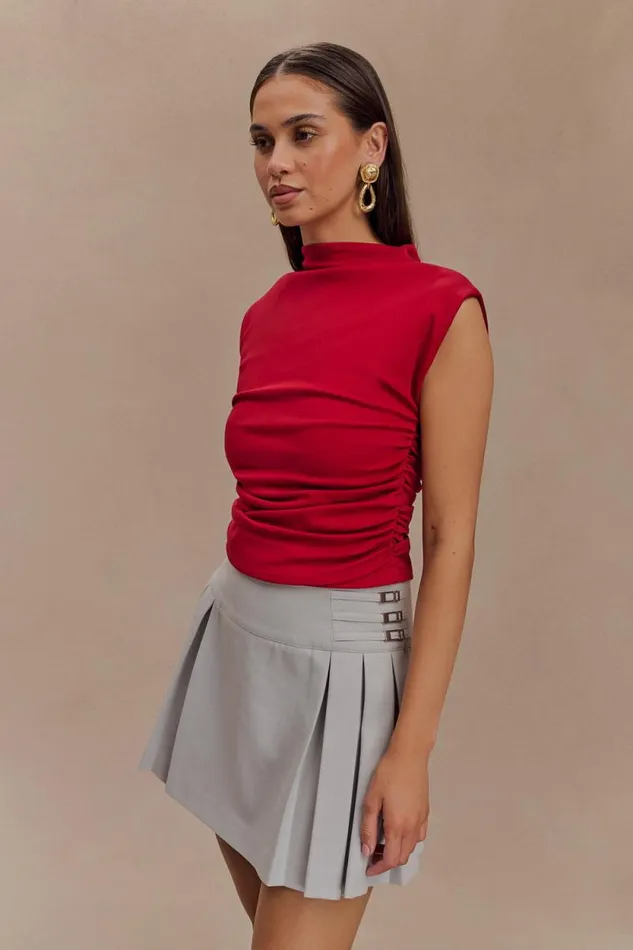 Women Meshki Tops Ellia High Neck Sleeveless Top 8211 Red