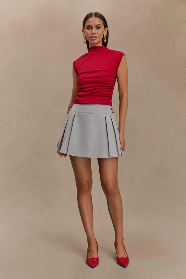 Women Meshki Tops Ellia High Neck Sleeveless Top 8211 Red