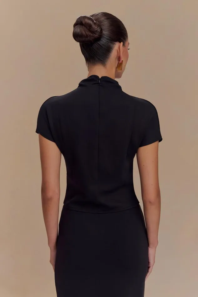 Women Meshki Tops Eris High Neck Scuba Jersey Top 8211 Black