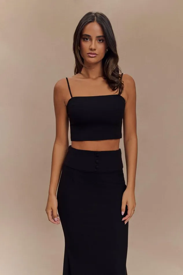 Women Meshki Tops Grace Suiting Crop Top 8211 Black