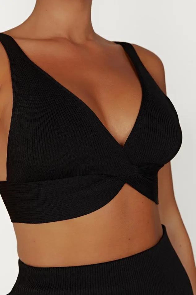 Women Meshki Tops Kaesha Twist Front Knit Top 8211 Black