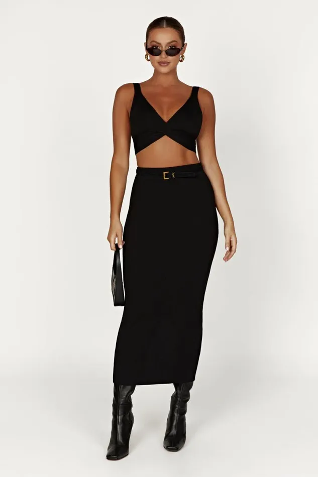 Women Meshki Tops Kaesha Twist Front Knit Top 8211 Black