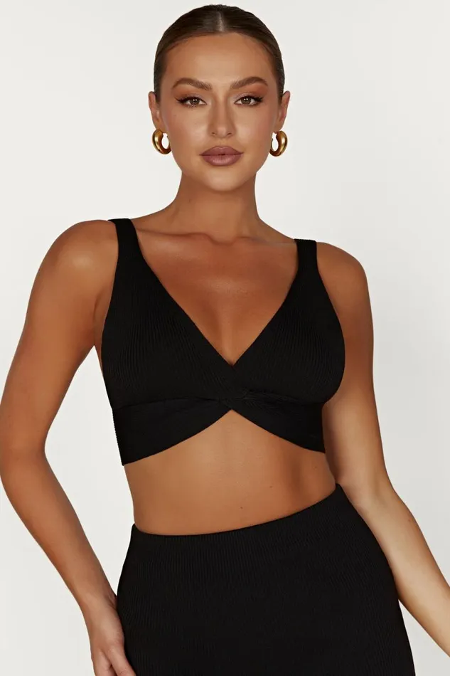 Women Meshki Tops Kaesha Twist Front Knit Top 8211 Black