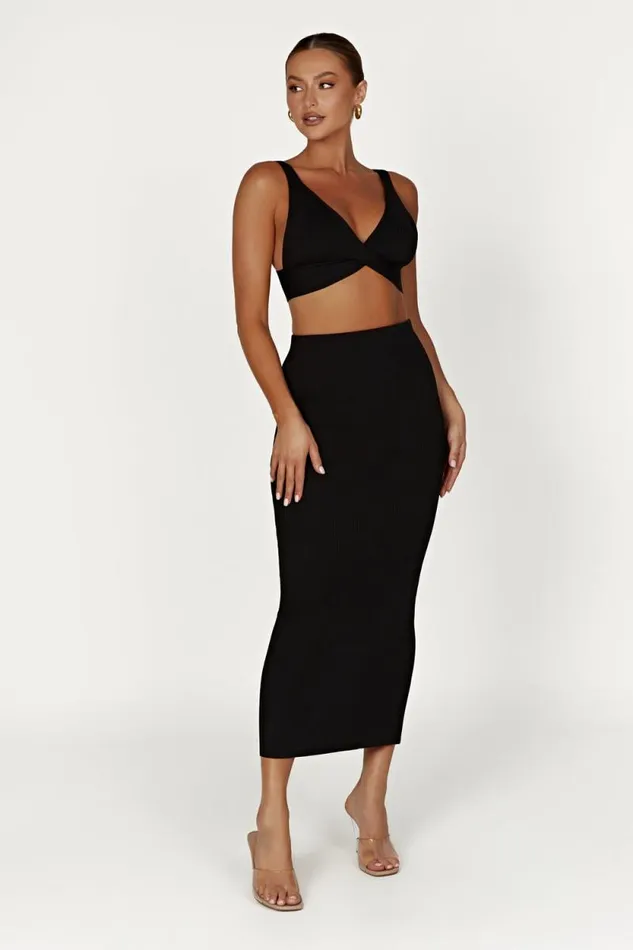 Women Meshki Tops Kaesha Twist Front Knit Top 8211 Black