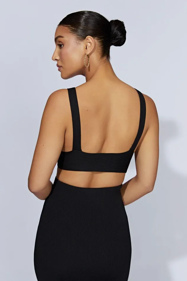 Women Meshki Tops Kaesha Twist Front Knit Top 8211 Black