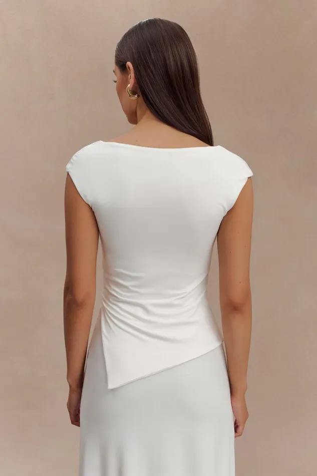 Women Meshki Tops Lisette Asymmetric Recycled Nylon Top 8211 White