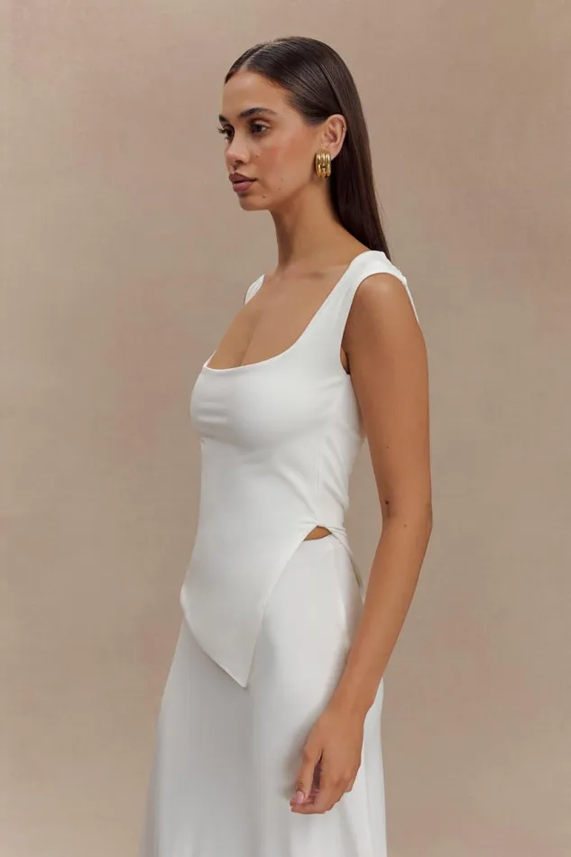 Women Meshki Tops Lisette Asymmetric Recycled Nylon Top 8211 White