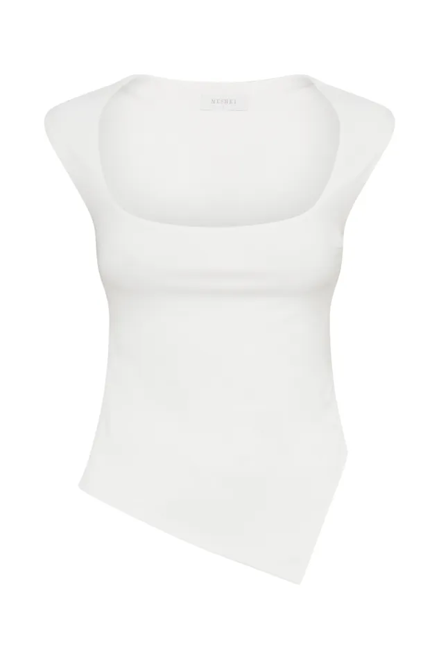 Women Meshki Tops Lisette Asymmetric Recycled Nylon Top 8211 White
