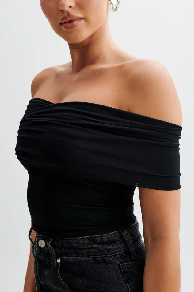 Women Meshki Tops Lourdes Slinky Off Shoulder Top 8211 Black