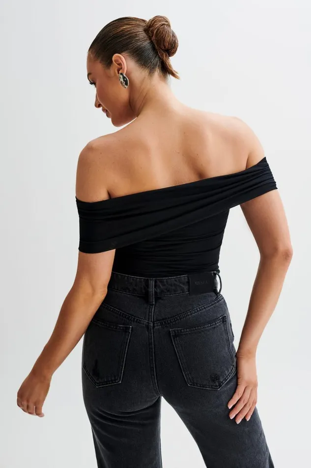 Women Meshki Tops Lourdes Slinky Off Shoulder Top 8211 Black
