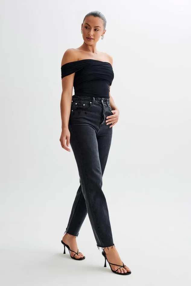 Women Meshki Tops Lourdes Slinky Off Shoulder Top 8211 Black