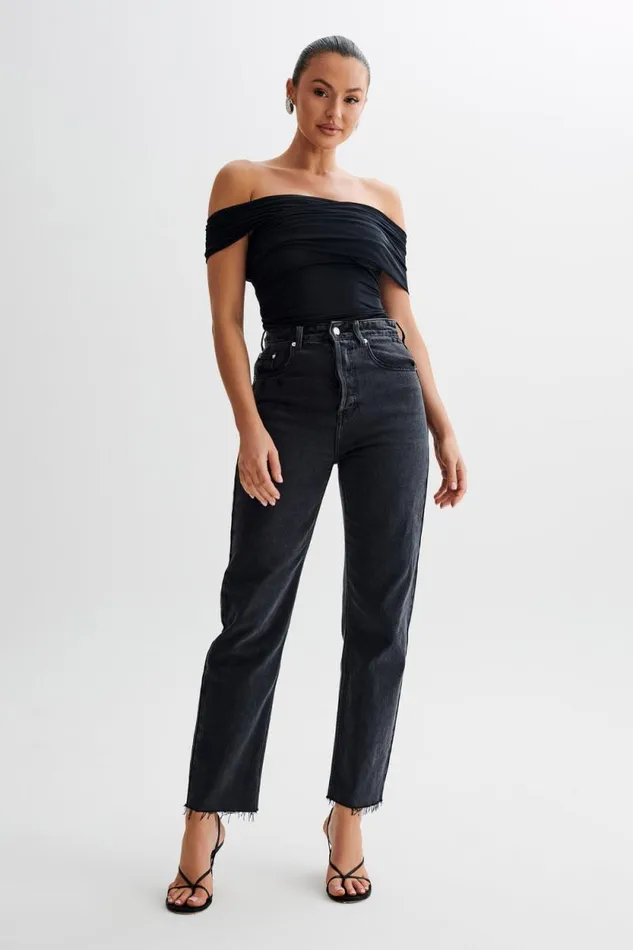 Women Meshki Tops Lourdes Slinky Off Shoulder Top 8211 Black