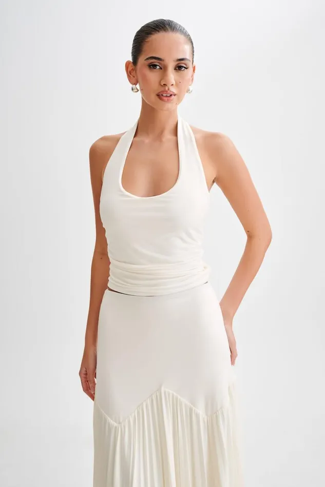 Women Meshki Tops Marie Slinky Halter Top 8211 Ivory