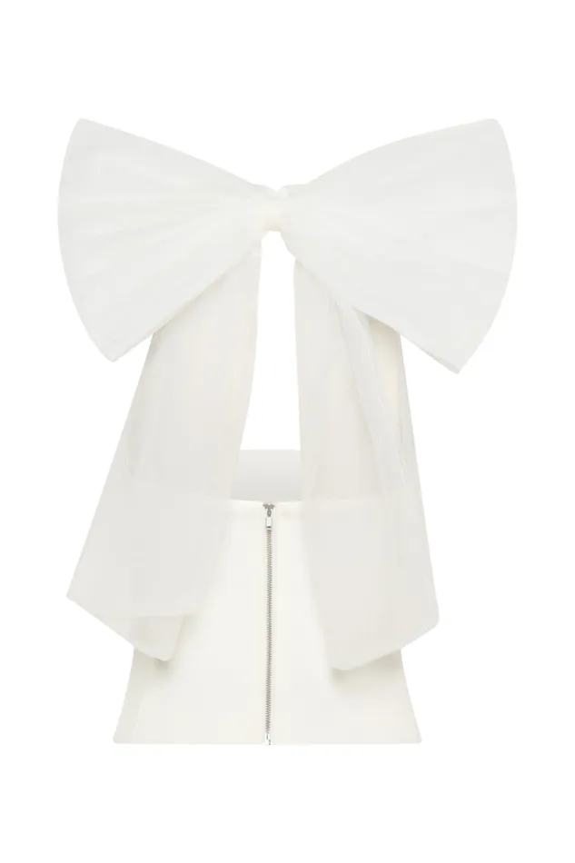 Women Meshki Tops Maryam Tulle Bow Top 8211 White