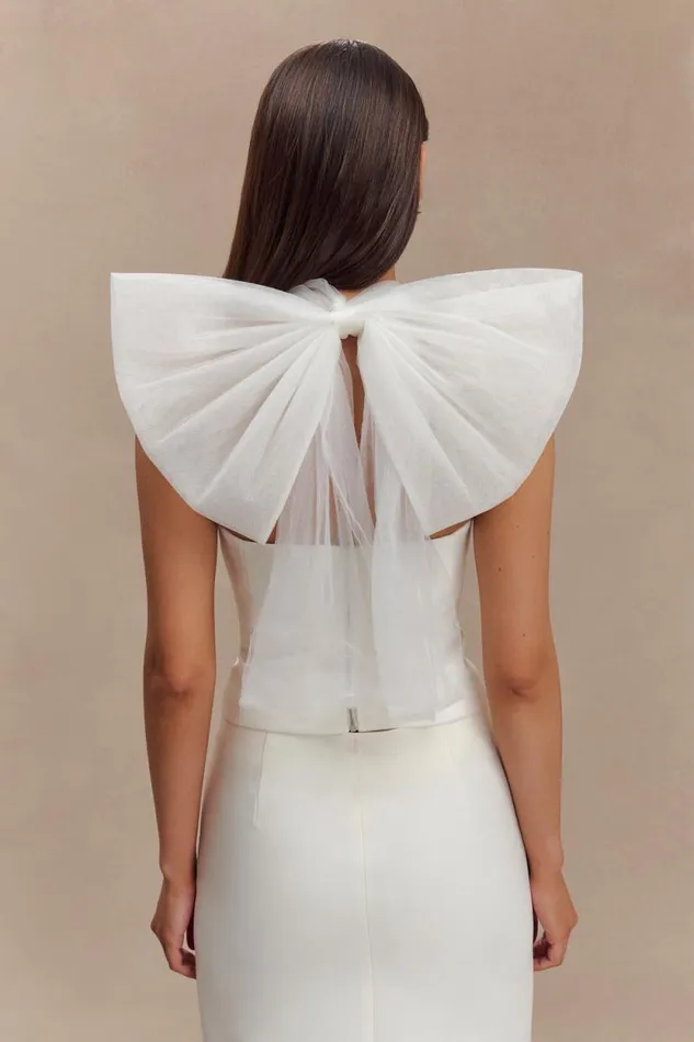 Women Meshki Tops Maryam Tulle Bow Top 8211 White