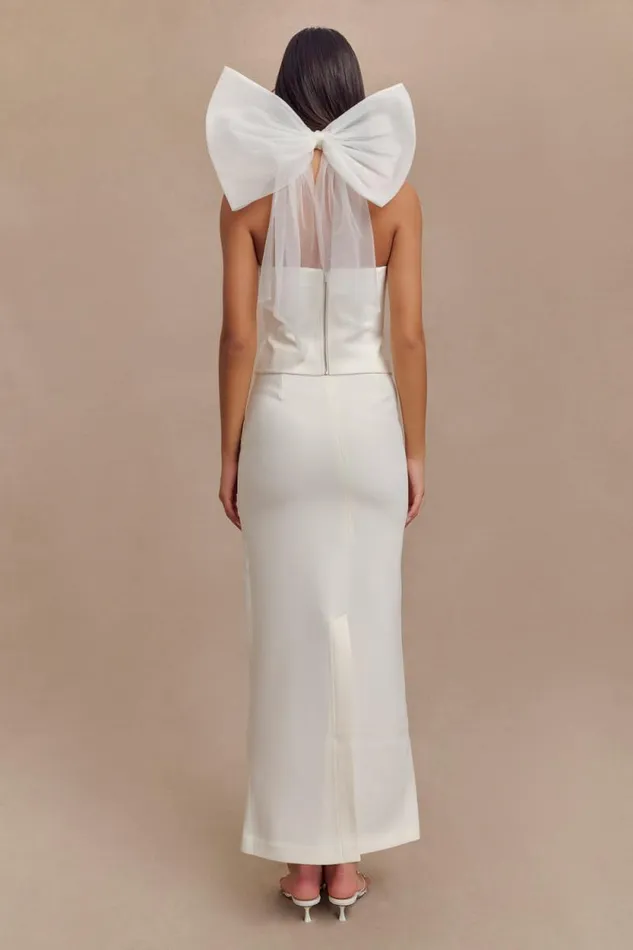 Women Meshki Tops Maryam Tulle Bow Top 8211 White