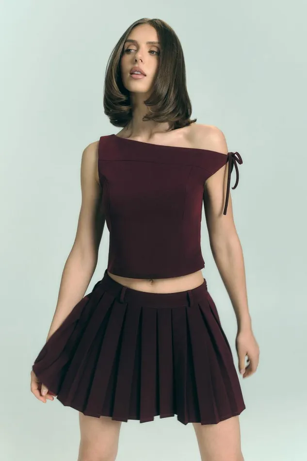 Women Meshki Tops Ramsey Suiting Off Shoulder Top 8211 Plum