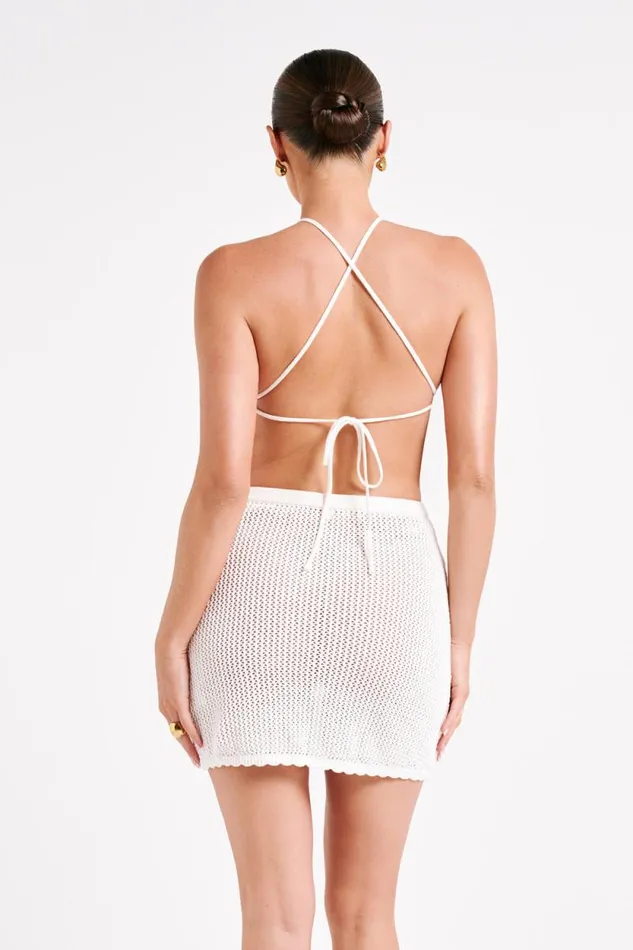 Women Meshki Tops Sylvana Crochet Halter Top 8211 White