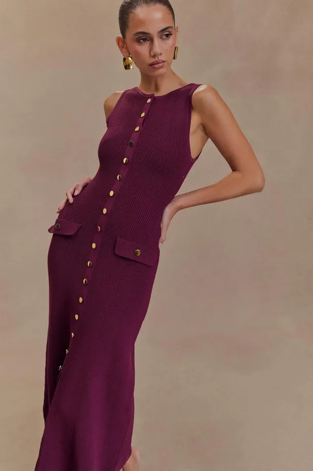 Women Meshki Two Piece Sets Sawyer Sleeveless Buttoned Maxi Dress 8211 Plum