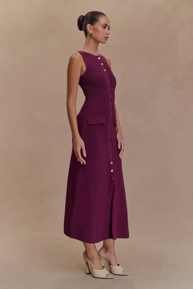 Women Meshki Two Piece Sets Sawyer Sleeveless Buttoned Maxi Dress 8211 Plum