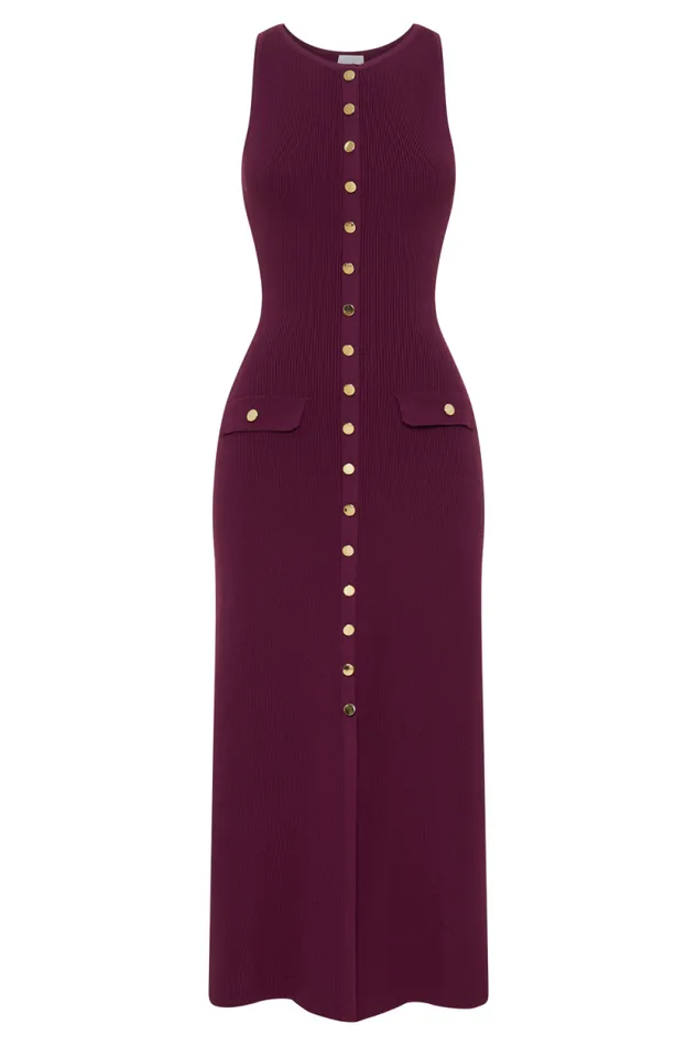 Women Meshki Two Piece Sets Sawyer Sleeveless Buttoned Maxi Dress 8211 Plum