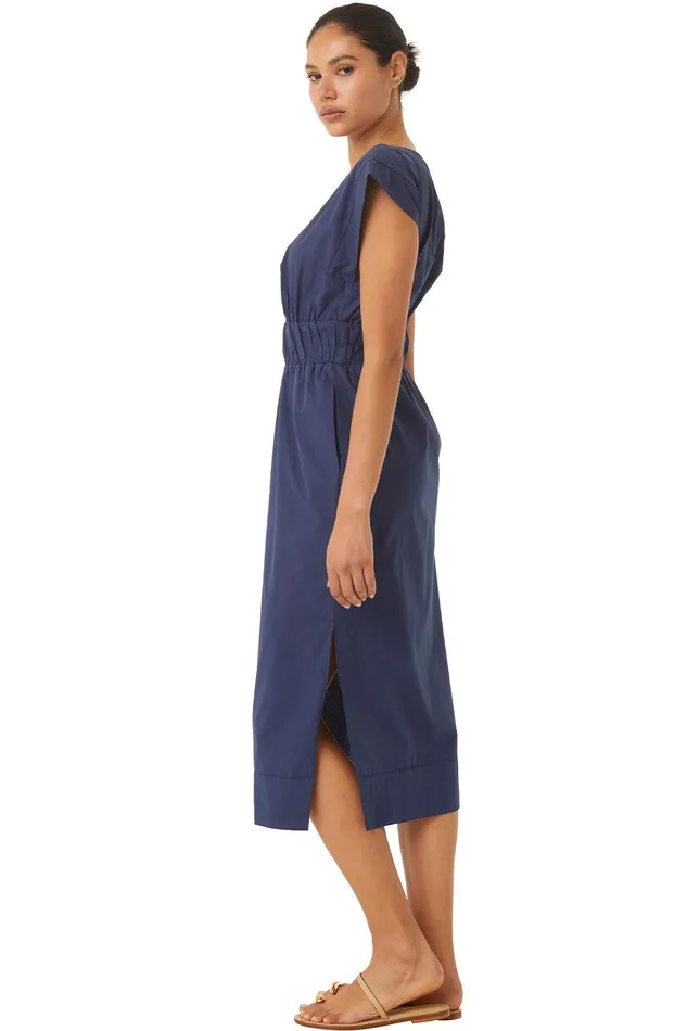 Women MISA Los Angeles Dresses CLAUDINE DRESS Midnight Blue Poplin