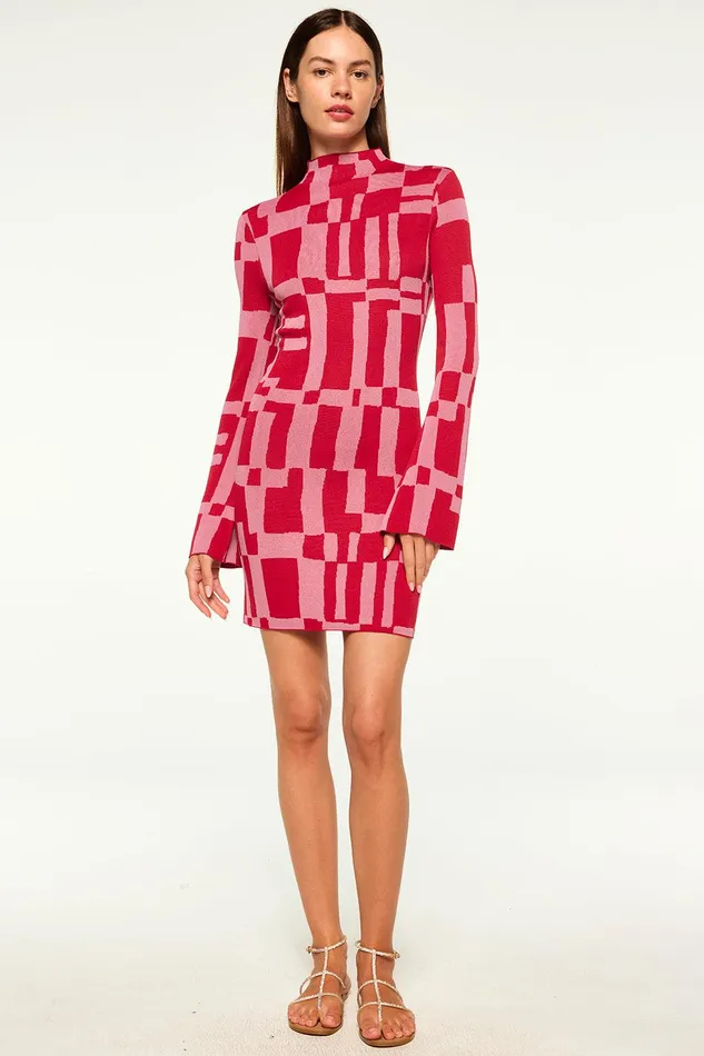 Women MISA Los Angeles Dresses KALEN DRESS Pink and Red