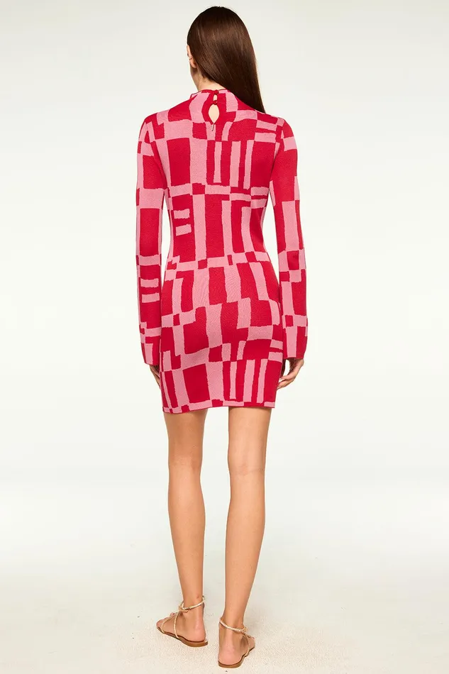 Women MISA Los Angeles Dresses KALEN DRESS Pink and Red
