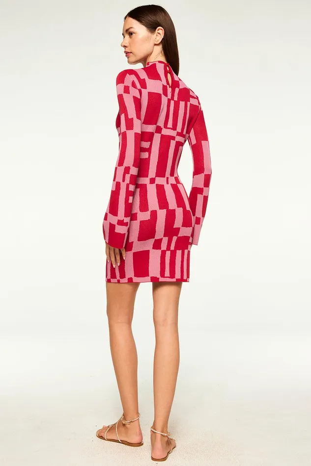 Women MISA Los Angeles Dresses KALEN DRESS Pink and Red