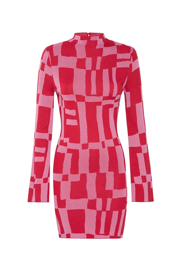 Women MISA Los Angeles Dresses KALEN DRESS Pink and Red
