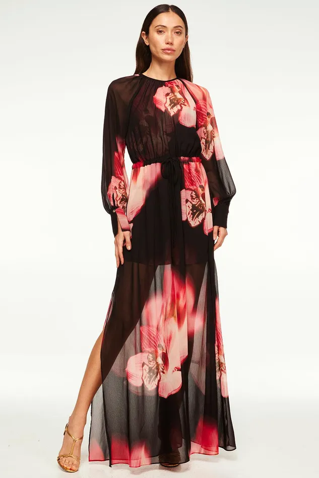 Women MISA Los Angeles Dresses NAOMI DRESS Midnight Orchid Chiffon