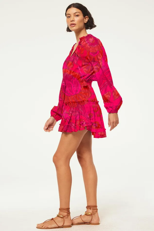 Women MISA Los Angeles Exclusives LORENA DRESS Cobalt Palms