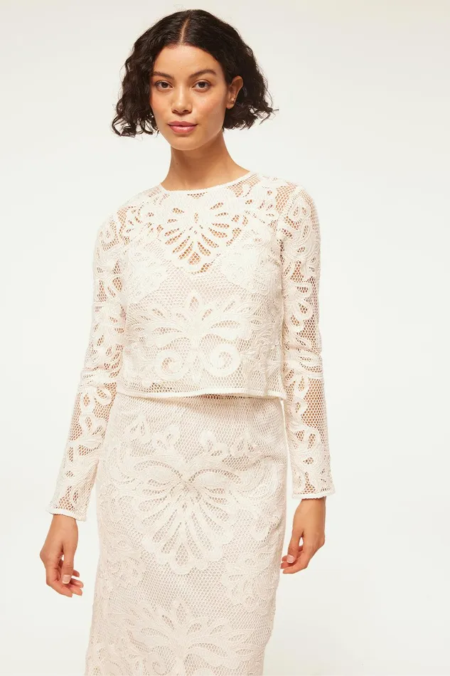 Women MISA Los Angeles Jersey and Mesh OSCANA TOP Embroidered Mesh