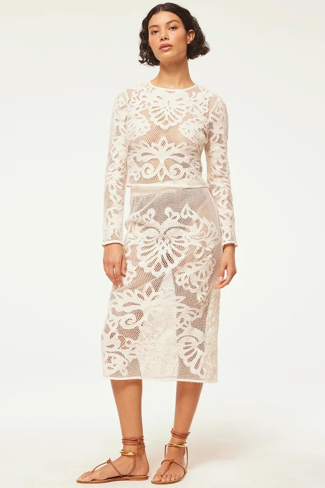 Women MISA Los Angeles Jersey and Mesh OSCANA TOP Embroidered Mesh