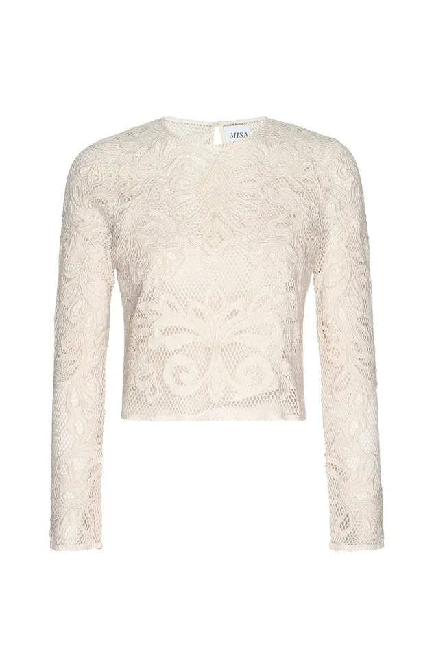 Women MISA Los Angeles Jersey and Mesh OSCANA TOP Embroidered Mesh